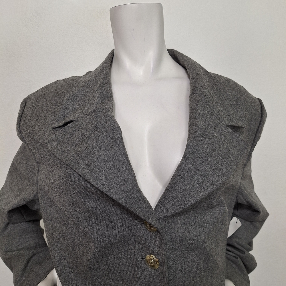 Escada Gray Wool Blend Five Button Front Preppy C… - image 2